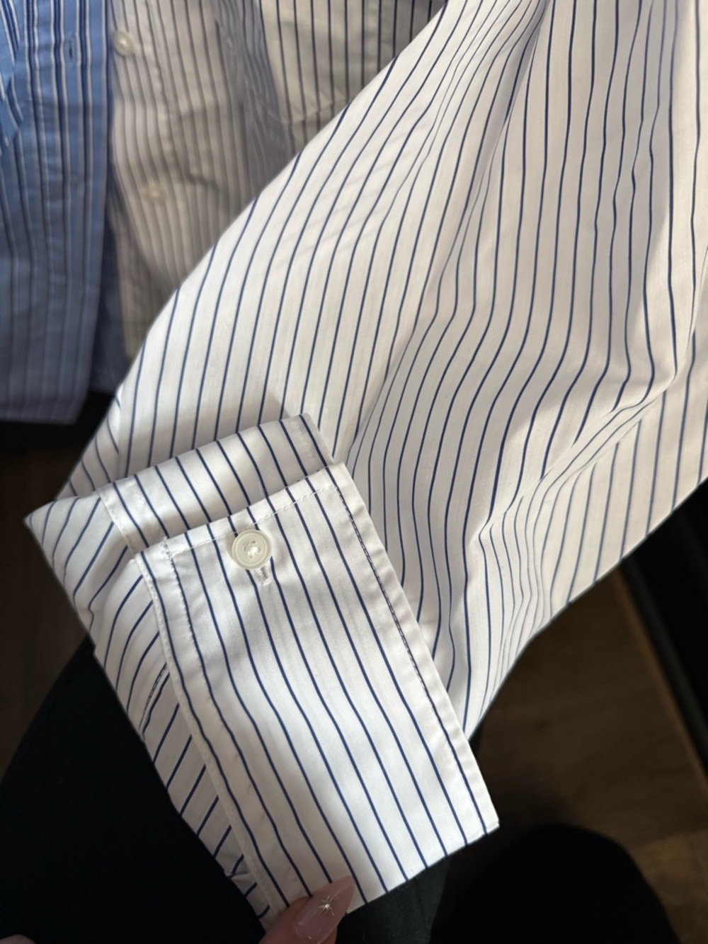 Zara Two-Tone Blue and White Striped Button-Down Shirt - Picture 3 of 6